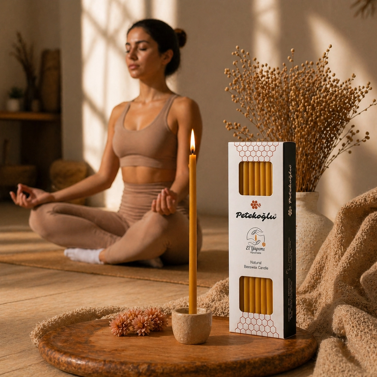 (40 Adet) Balmumu Mum (Beeswax Candle) Petekoğlu Sarı Dilek Mumu – 20 cm İnce Uzun Doğal – Parti, Nişan, Düğün, Ritüel, Doğum Günü