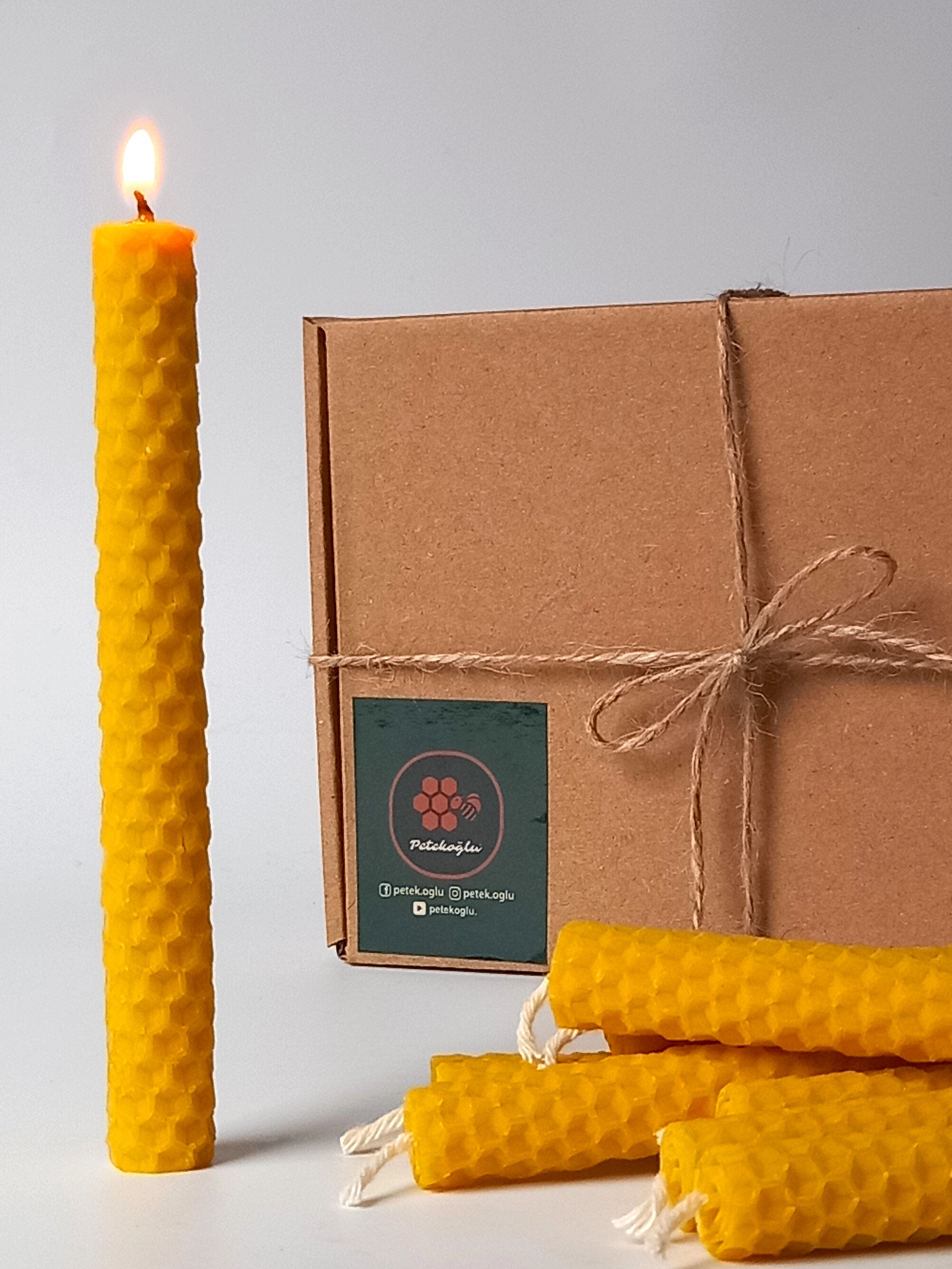 (50 Adet) Balmumu Dilek Mumu Seti – 14 cm x 1 cm – %100 Doğal Arı Balmumu | Petekoğlu