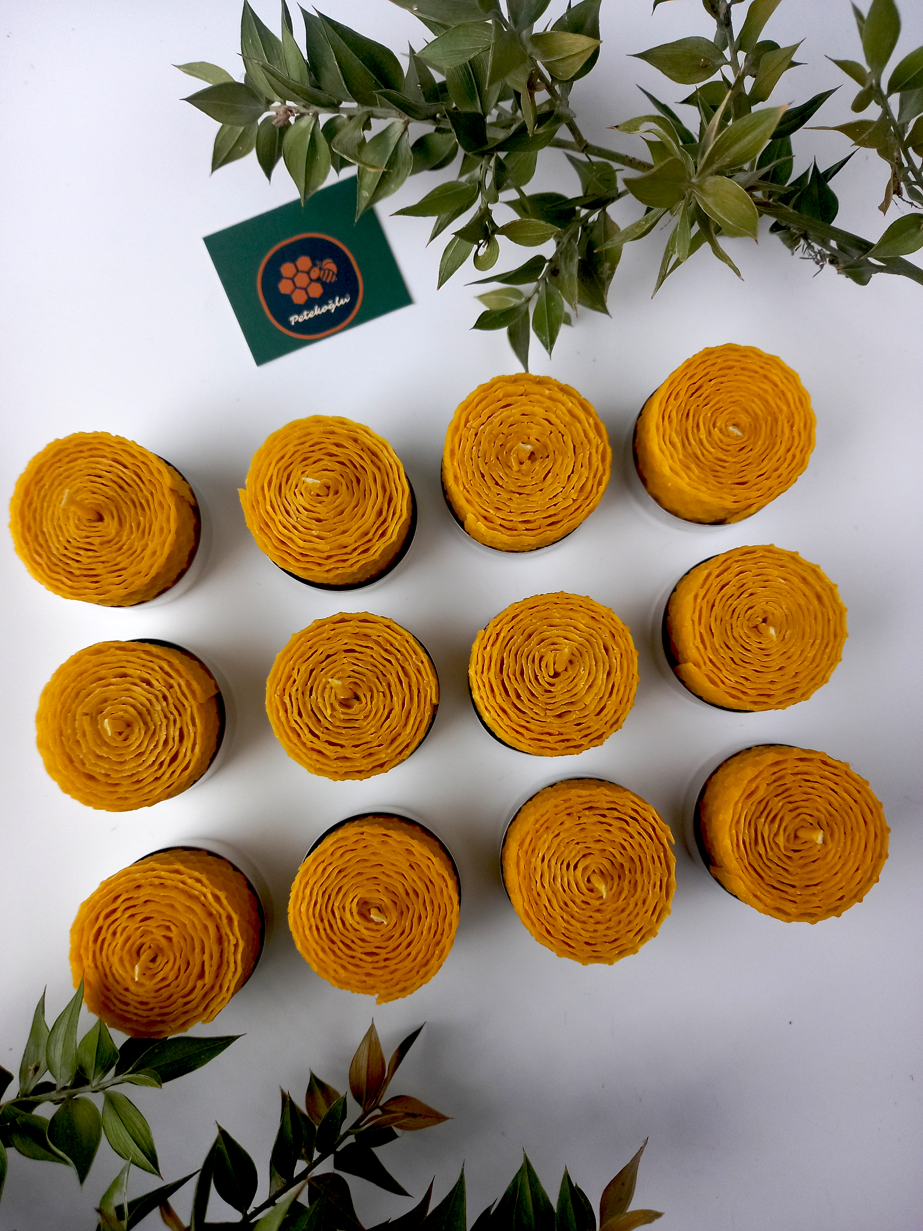 (6Adet) Sarma Tealight Mum 3,5CM X3Cm Doğal Petek Balmumu Mum