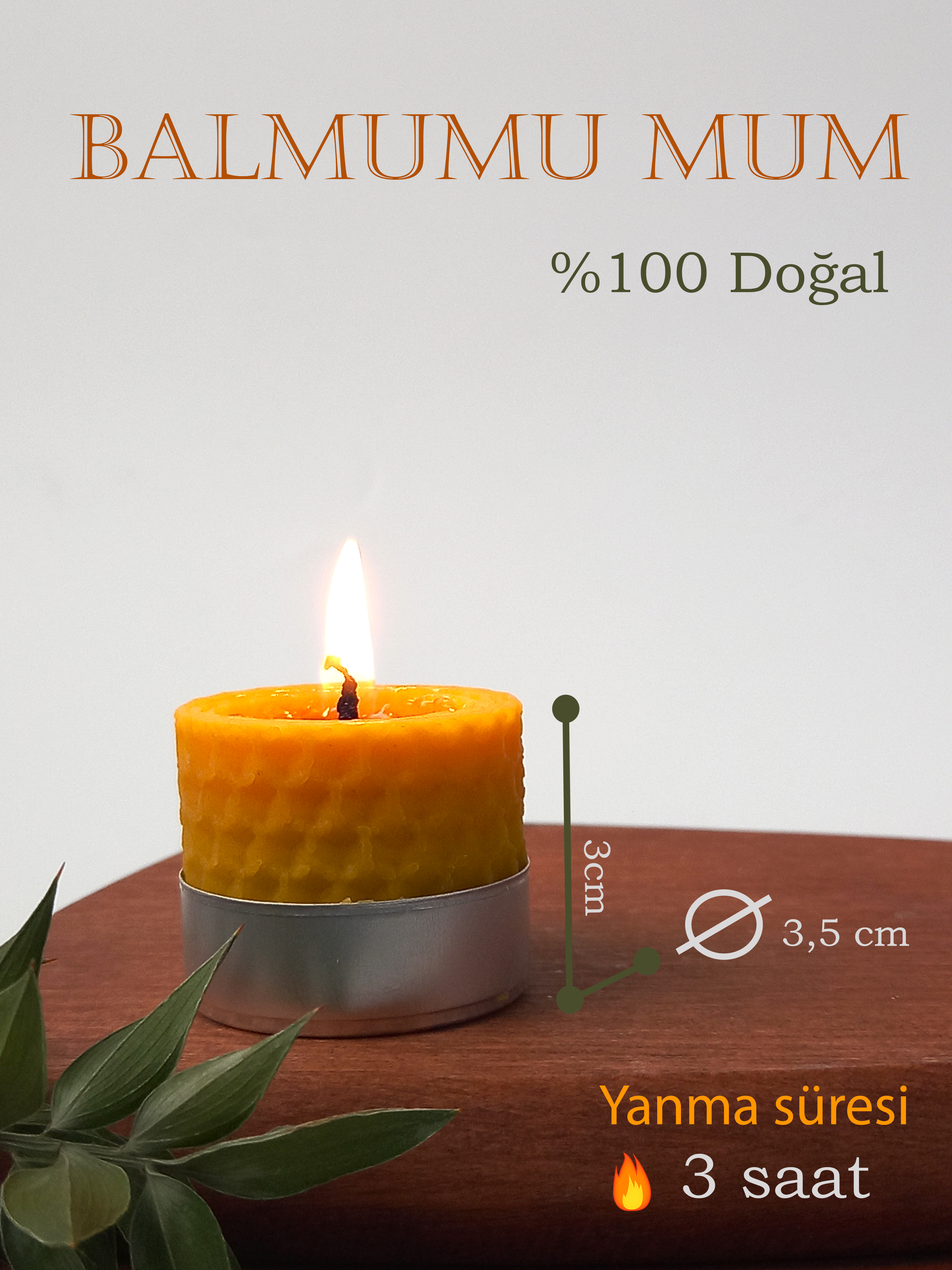 (6Adet) Sarma Tealight Mum 3,5CM X3Cm Doğal Petek Balmumu Mum