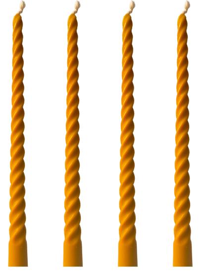 (4 Adet 27.5Cm) Konik Burgulu Balmumu Şamdan Mumu Doğal Petek Balmumu Mum Dekoratif Beeswax Candle