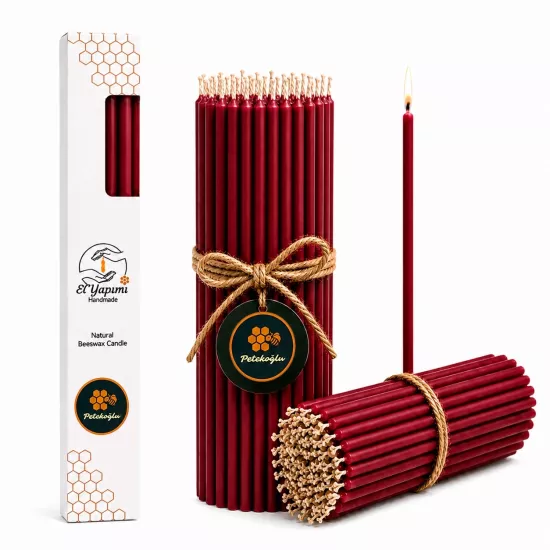 Bordo Balmumu Mum 15’li Set | Beeswax Candle
