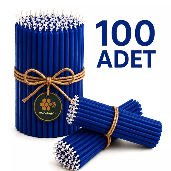 Mavi Balmumu Dilek Mumları 100 Adet – Doğal ve El Yapımı