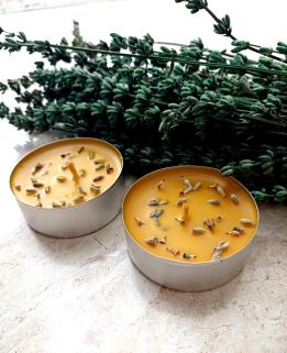 ( 2 Adet X40 Gram) Aromaterapi Büyük Boy Tealight Mum Doğal Balmumu Mum