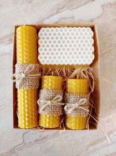 Doğal Petek Balmumu Mum Gerçek Ballı Sabun Seti Jüt Hediyelik Doğal Set Beeswax Candle