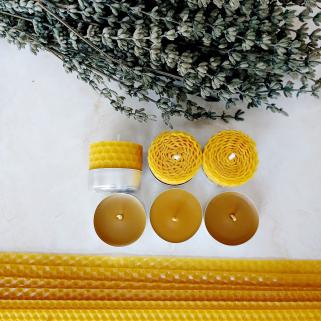 6 Adet (3’ ü Sarma ) Tealight Mum Doğal Petek Balmumu Mum Standart Boy