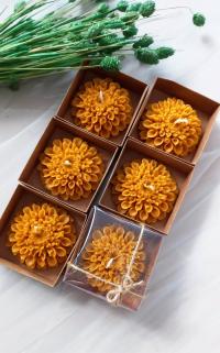 (6 Adet ) %100 Doğal Petek Balmumu Mum Açmış Çiçek Bal Mumu Mum Beeswax