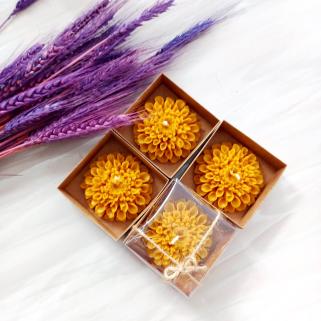 (4 Adet ) %100 Doğal Petek Balmumu Mum Açmış Çiçek Bal Mumu Mum