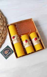 Bal Mumu Mum Gerçek Ballı Sabun İle Birlikte Doğal Petek Balmumu Mum Seti Uğur Böceği Beeswax Candle