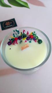 %100 Soya Mumu Özel Konik Mum Bardağında Vanilya Aromalı Dekoratif Süslenmiş Bardak Mum
