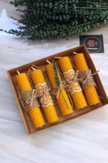 Petekoğlu Arıcılık ( 5 Adet) 10Cm X 2 Cm  Doğal Petek Balmumu Mum Seti