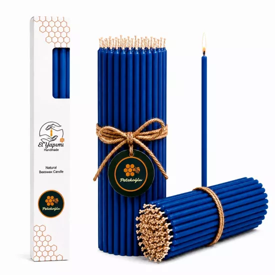 Petekoğlu Mavi Dilek Mumları – 20 cm, 15 Adet