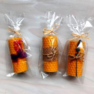 ( 3 Adet)  Balmumu Mum Özel Günler İçin 7CmX3Cm Doğal Petek Bal Mumu Mum
