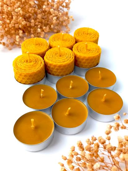 12 Adet (6’ sı Sarma ) Tealight Mum Doğal Petek Balmumu Mum Standart Boy