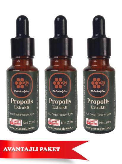 Petekoğlu Arıcılık (3 Adet) Propolis Damla birlikte %20 Doğal Propolis içeir (20ML)