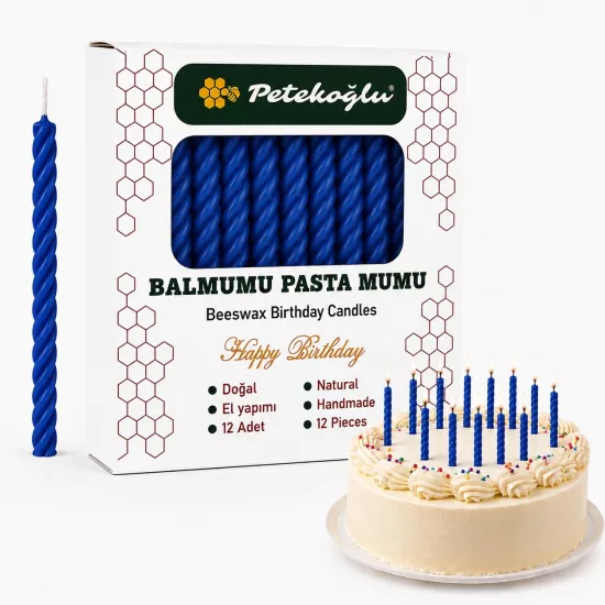 Mavi Balmumu Mum | Doğum Günü Pasta Mumu