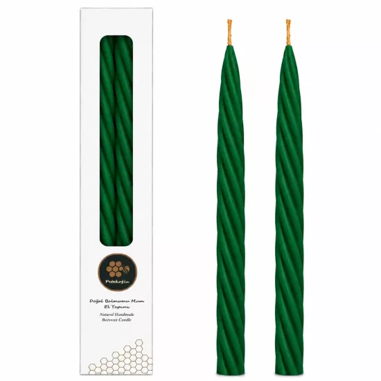 Balmumu Mum 2 Adet Yeşil 27.5Cm Konik Kalın
