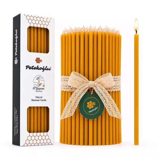 Sarı Balmumu Mum 40’lı – 20 cm İnce Dilek Mumu