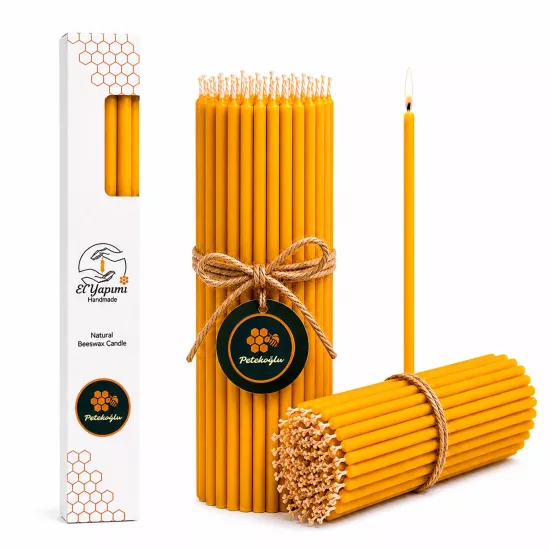 Balmumu Mum 15’li Doğal Sarı Set