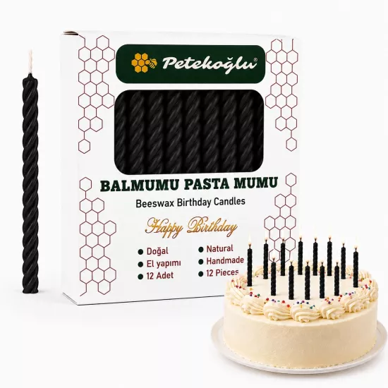 Siyah Balmumu Mum | Doğum Günü Pasta Mumu