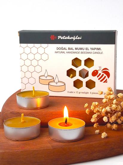 (6 Adet ) Tealight Mum Doğal Petek Balmumu mum Standart Boy