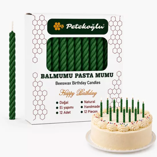 Yeşil Balmumu Mum | Doğum Günü Pasta Mumu