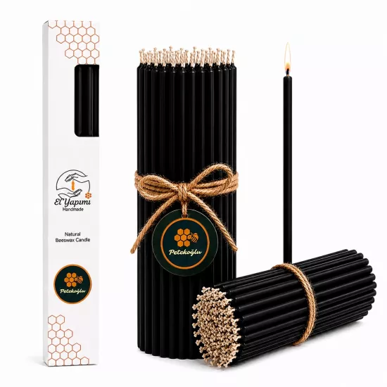 Siyah Balmumu Mum 15’li Set | Beeswax Candle