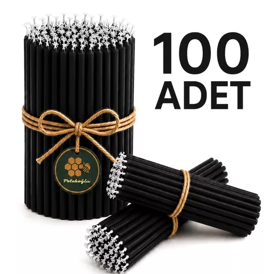 Balmumu Mum 100 Adet Dilek Mumu Siyah