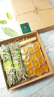 (12Adet) Ekonomik Tealight Balmumu Mum (2Adet) Ada Çayı  Tütsü Palo Santo Bal Mumu Mum Hediyelik Set