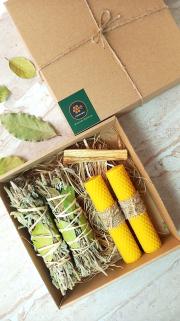 Doğal Petek Balmumu mum Hediyelik Set Bal Mumu Mum Beeswax Candle Doğal Ada Çayı Tütsü Palo Santo