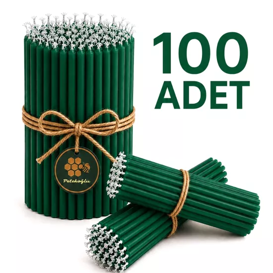 Balmumu Mum 100 Adet Dilek Mumu Yeşil