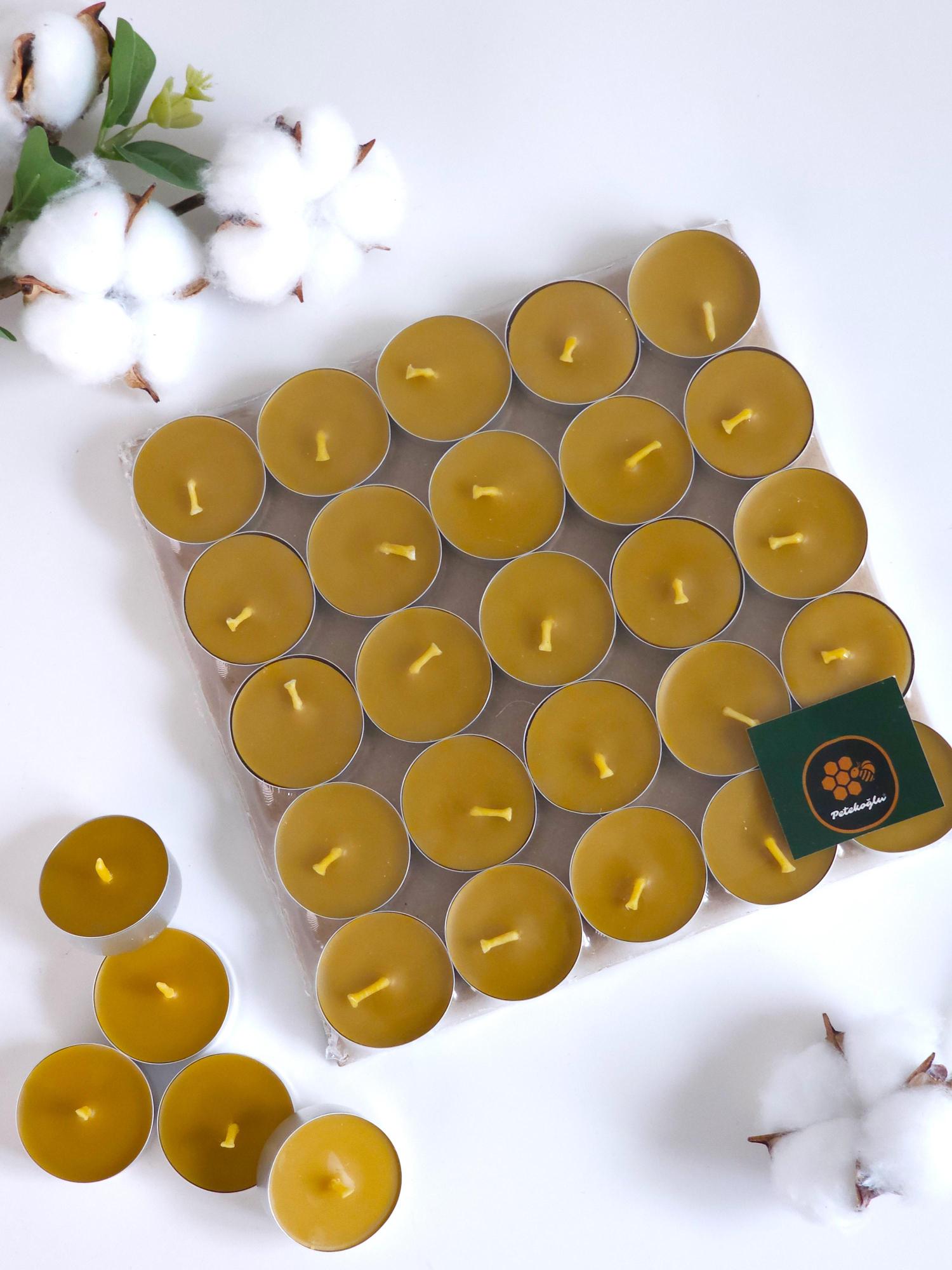 (50 ADET) Bal Mumu Tealight Mum Doğal Petek Balmumu Mum Standart Boy Buhurdanlık İçin Doğal Mum