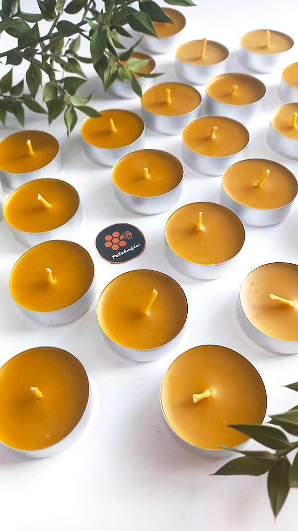 (12 Adet ) Tealight Doğal Petek Balmumu mum Standart Boy