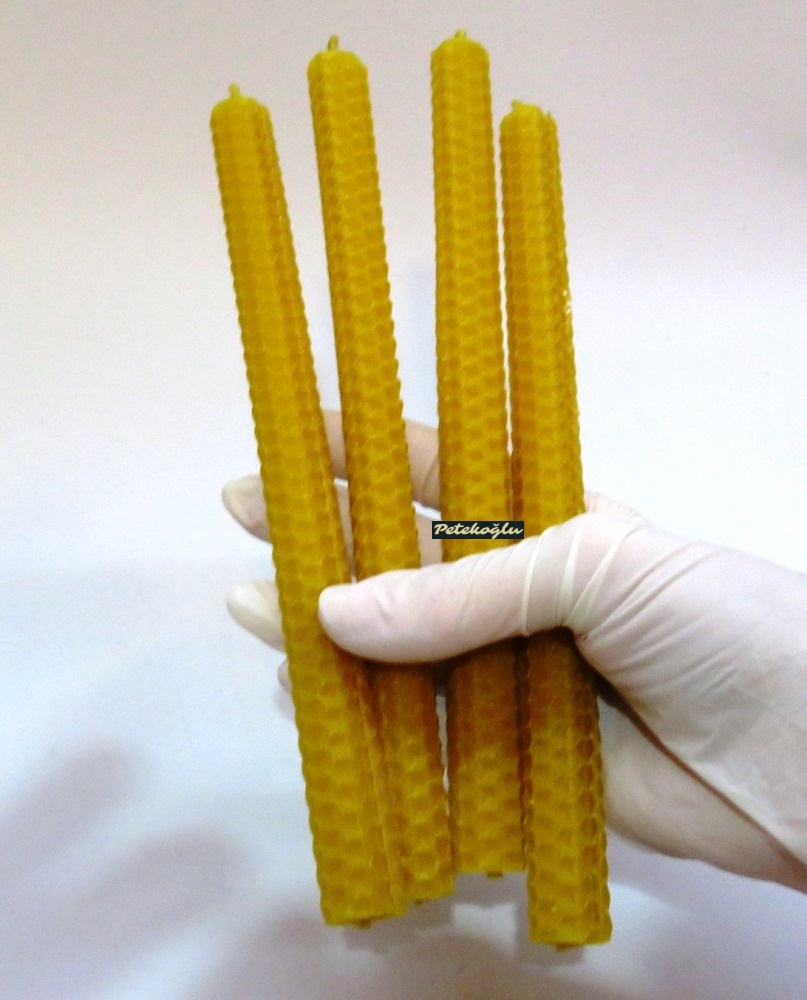 ( 10 Adet) Balmumu Mum Doğal Petek Dilek Mumu 21 Cm Boy Beeswax Candle bal Mumu Mum