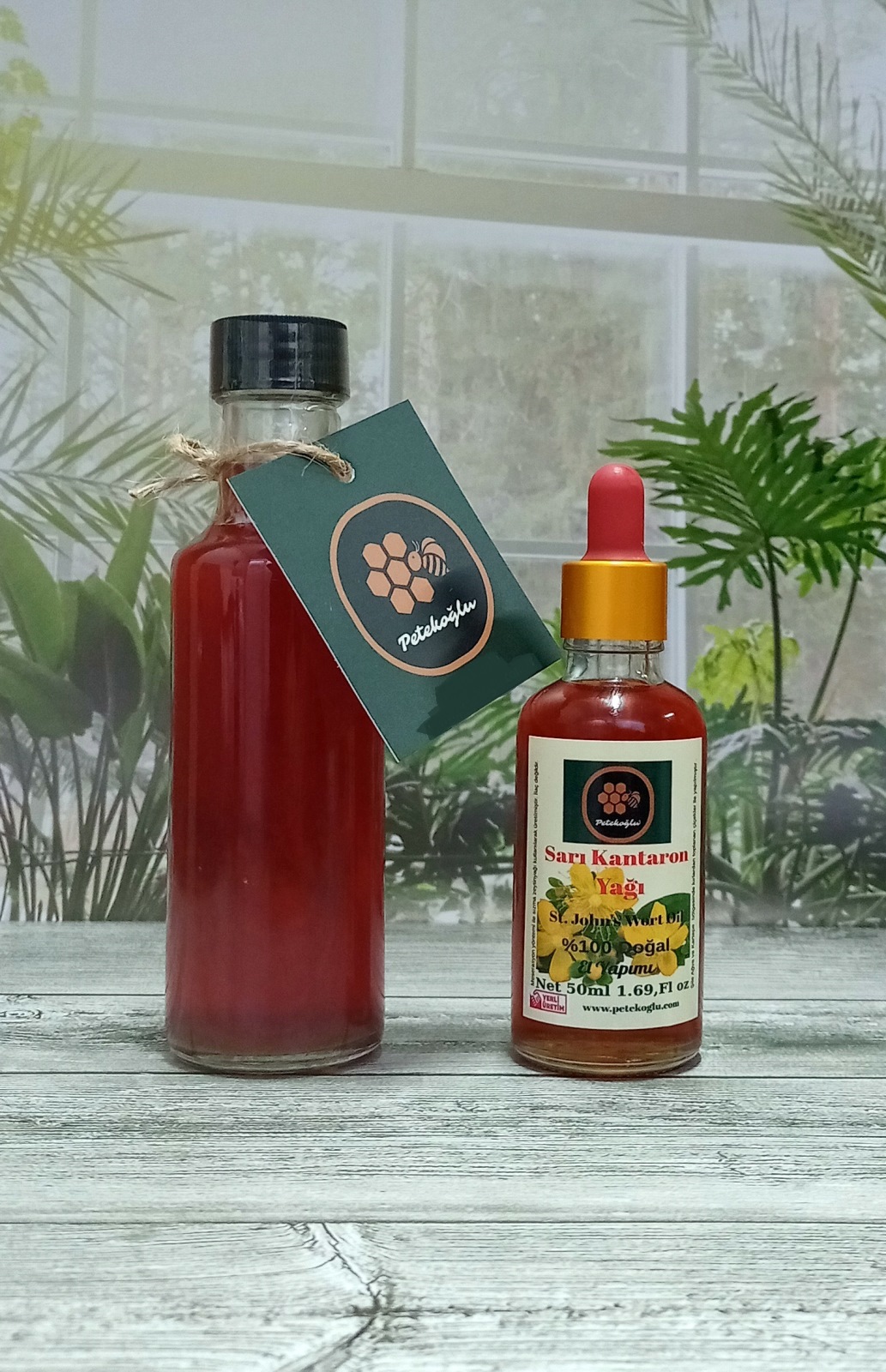 100ML + 50ML) Sarı Kantaron Yağı %100 Doğal Cam Şişe Biri Damlalıklı Sarı Kantaron Çiçeği Yağı