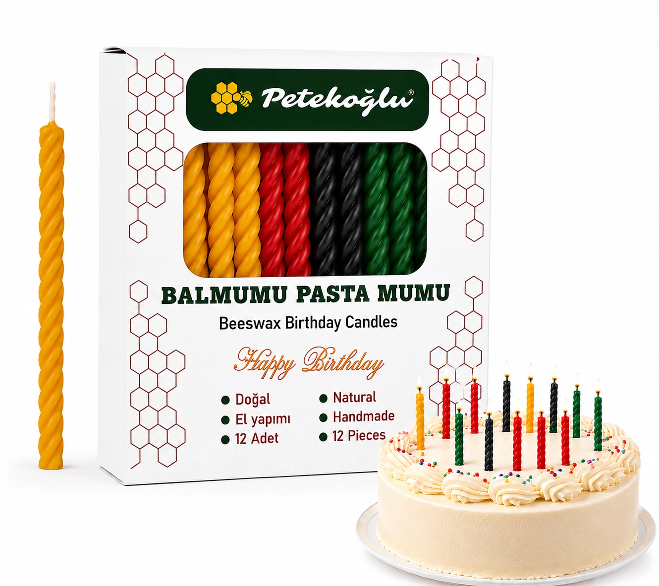 Petekoğlu Pasta  Mumları  Doğal Balmumu mum
